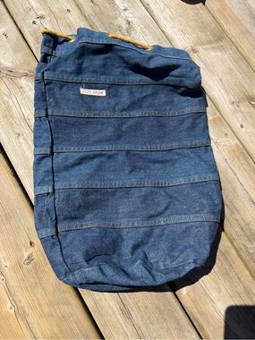 Vintage Denim Bucket Bag Drawstring Rope Blue Jean Tote Y2K Style